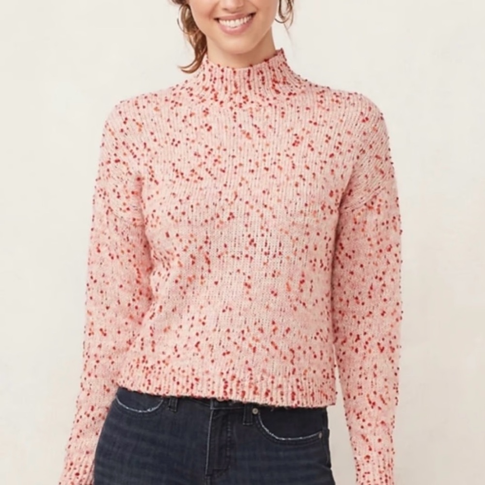 Lauren Conrad speckled funnel neck sweater